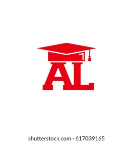 AL initial letter with graduation cap