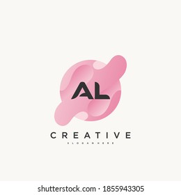AL Initial Letter logo icon design template elements with wave colorful art.