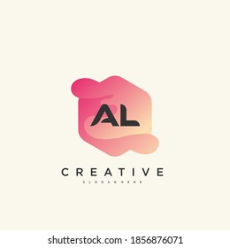 AL Initial Letter logo icon design template elements with wave colorful art.