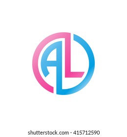 AL initial letters linked circle logo pink blue