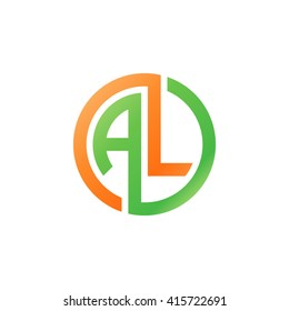 AL initial letters linked circle logo orange green