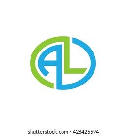 AL initial letters looping linked ellipse logo green blue