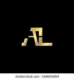 AL Initial logo Capital Letters Gold colors
