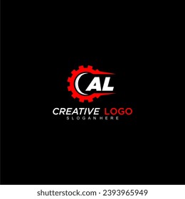 AL-Anfangsmonogramm für das Automobil-Logo mit Schaltradbild-Vektorgrafik