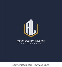 AL initial monogram building logo for real estate with creative polygon style design