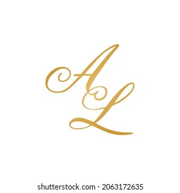 AL initial monogram logo handrwriting