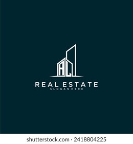 AL initial monogram logo real estate with building style design vector