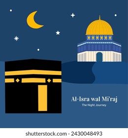 Al Isra wal Mi'raj background. The night journey background. Suitable for greeting card, banner, or social media design. Islamic background in portrait design 