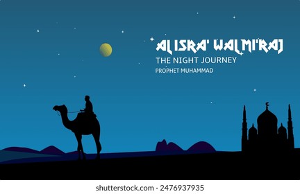 Al is'ra wal mi'raj illustration for greeting card, banner, or social media design.