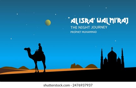 Al is'ra wal mi'raj illustration for greeting card, banner, or social media design.