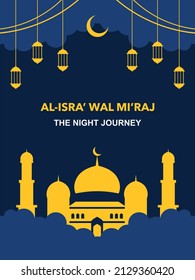 al isra wal miraj. the night journey banner, poster vector