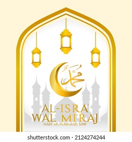 Al isra wal miraj prophet muhammad. Vector illustration. Suitable for Poster, Banners, campaign and greeting card.