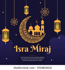 al isra wal mi'raj (Translation the night journey) greeting background template