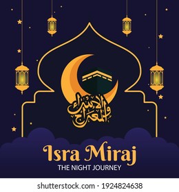 al isra wal mi'raj (Translation the night journey) greeting background template