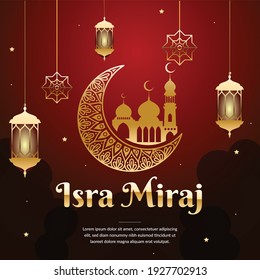 al isra wal mi'raj (Translation the night journey) greeting background template