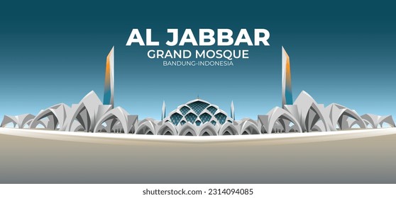 Al Jabbar Mosque in Bandung City, Indonesia. Background Vector EPS 10