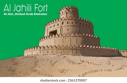 Al Jahili Fort Vector art, Al Ain, United Arab Emirates