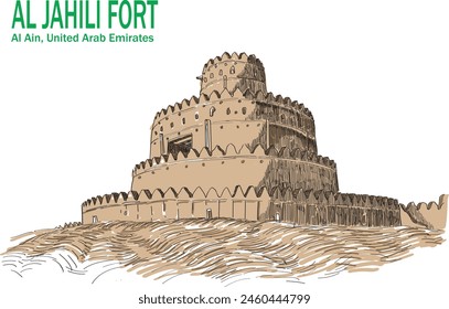 Al Jahili Fort Vector art, Al Ain, United Arab Emirates