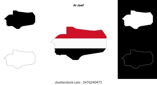 Al Jawf Governorate Outline Karte gesetzt