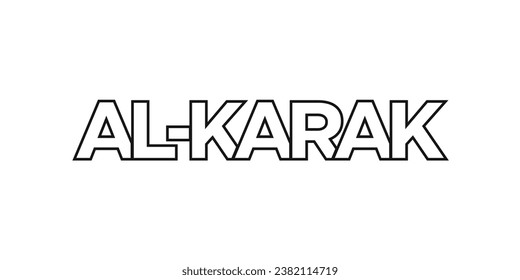 Al Karak in the Jordan emblem for print and web. Design features geometric style, vector illustration with bold typography in modern font. Graphic slogan lettering isolated on white background.