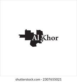 Al-Khor-Karte und schwarzes Buchstabendesign auf weißem Hintergrund