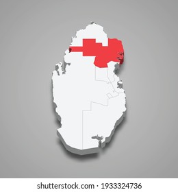 Al Khor region location within Qatar 3d isometric map