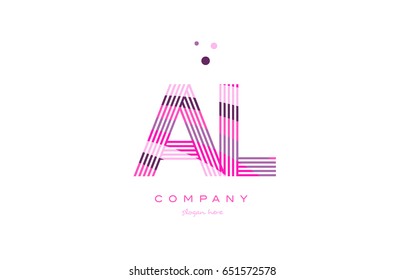 al a l alphabet letter logo pink purple line font creative text dots company vector icon design template