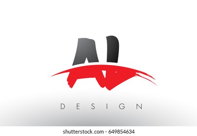 AL A L Brush Logo Letters Design with Red and Black Colors and Brush Letter Concept.