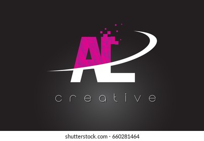 AL A L Creative Letters Design. White Pink Letter Vector Illustration.