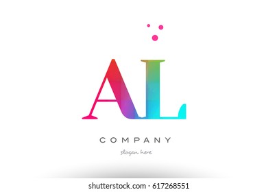 AL A L creative rainbow colors colored artistic alphabet company letter logo design vector icon template