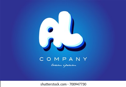 AL A L letter logo combination alphabet vector creative company icon design template modern blue white 3d