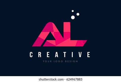 AL A L Purple Letter Logo Design with Low Poly Pink Triangles Concept