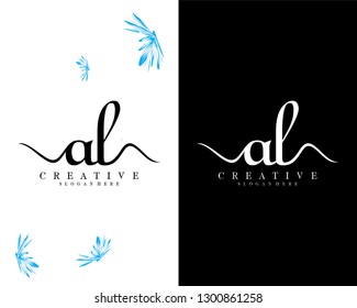 al, la Initial letter handwriting logo template with black and white background vector