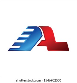 AL Letter logo Design Vector with color blue and red. vector logo