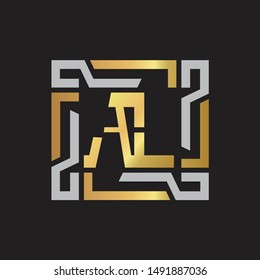 AL Letter logo initial capital monogram with abstrac ornament