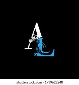 AL letter logo with white logo and black background.The nice letter design.