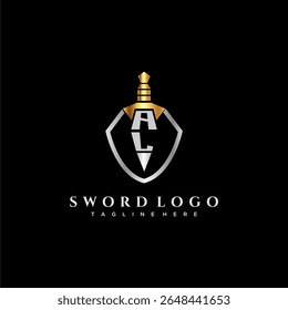 AL letter luxury monogram for shield and sword style image