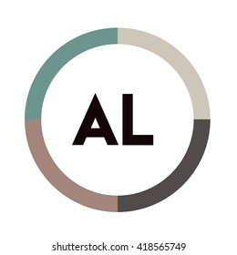AL letters, four colors in abstract background logo, design identity in circle, alphabet letter