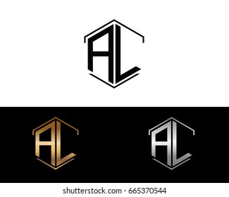 AL letters linked with hexagon shape logo