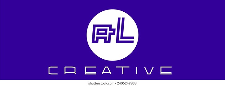AL logo 2 letters initials alphabet abstract outline icon vector template