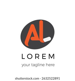 Icono de marco de elipse de Vector de diseño de logotipo AL