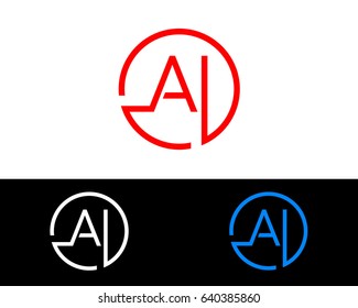Al Logo. Letter Design Vector with Red and Black Gold Silver Colors

