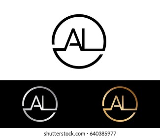 Al Logo. Letter Design Vector with Red and Black Gold Silver Colors
