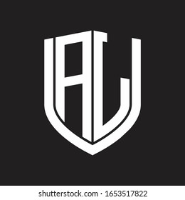 Monograma del logotipo AL con diseño de escudo de emblemas aislado en fondo negro