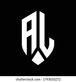 al logo monogram with emblem shield style design template