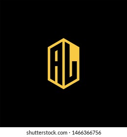 AL Logo Monogram with Negative Space with Gold colors - Modern Template EPS 10