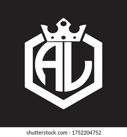 AL Logo monogram rounded by hexagon shape with crown design template