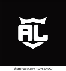 AL Logo monogram with shield around crown shape design template