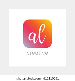 AL logo, vector. Useful as brand symbol, app icon, alphabet element, clip-art.