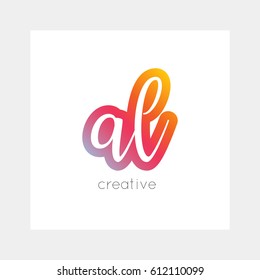 AL logo, vector. Useful as brand symbol, app icon, alphabet element, clip-art.